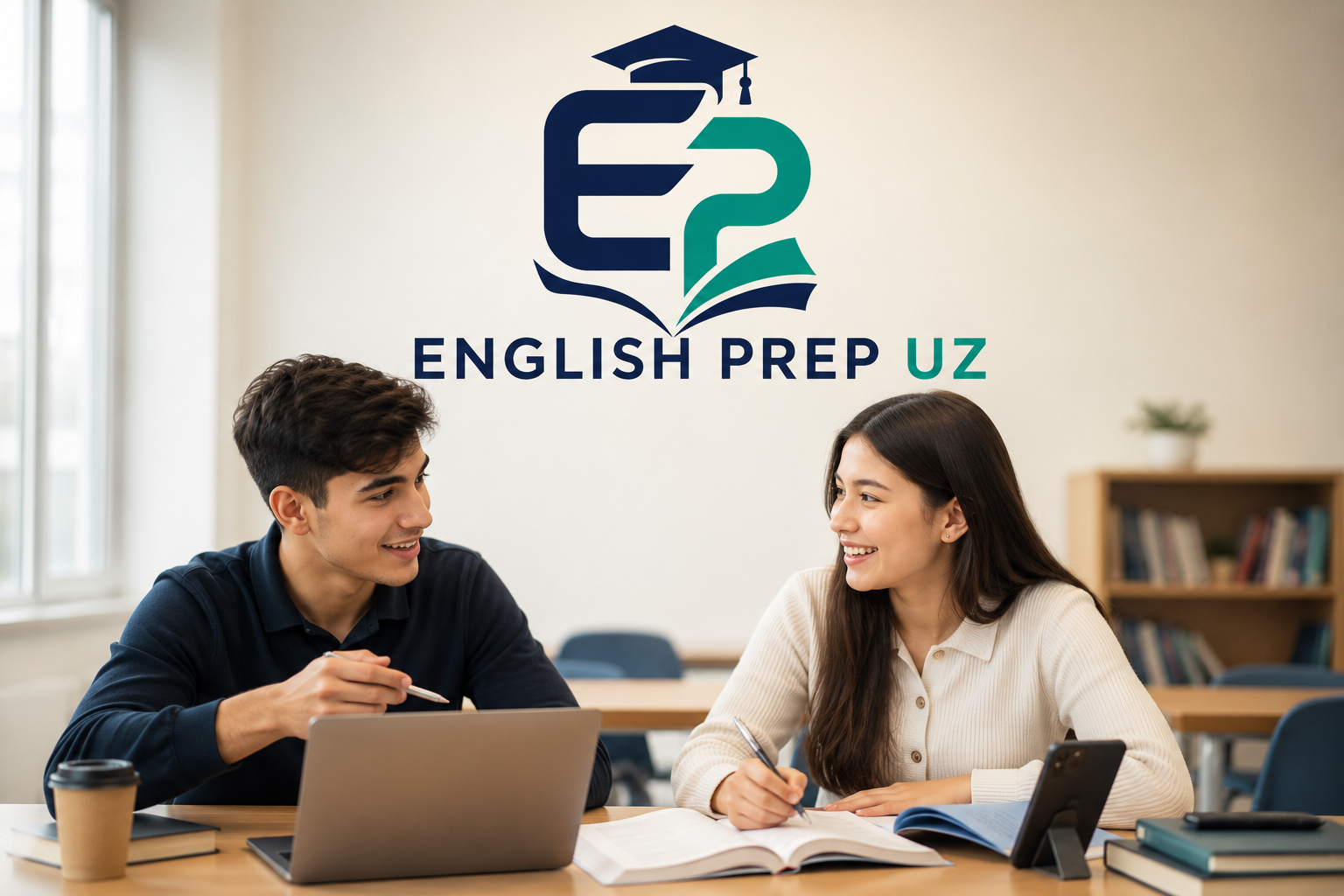 Student in Uzbekistan preparing for an international English exam